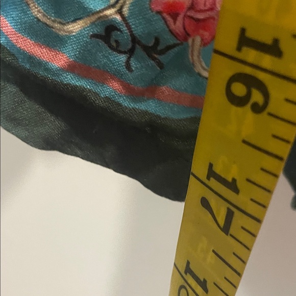 NATURAL LIFE Cream Floral Print Top with Teal and Coral Accents Side Slits Maxi - Picture 10 of 12